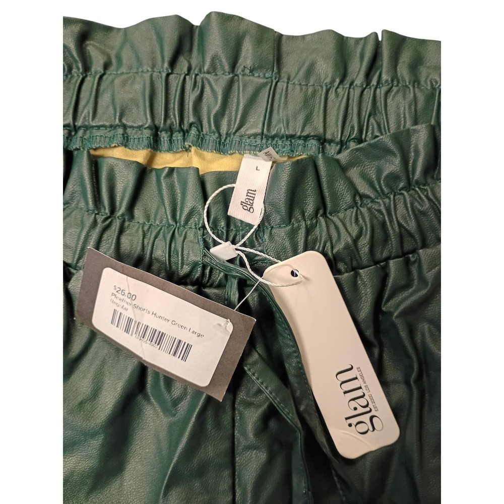 Glam Los Angeles Hunter Green‎ Pleather Faux Leather Paperbag Waist Shorts Large
